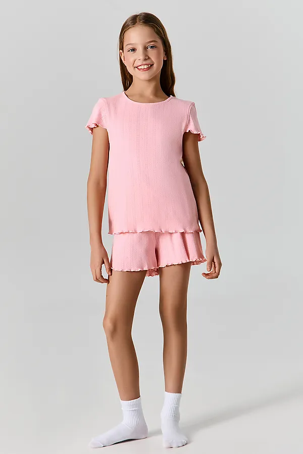Комплект для девочек (футболка, шорты) MARK FORMELLE, розовый - фото 1