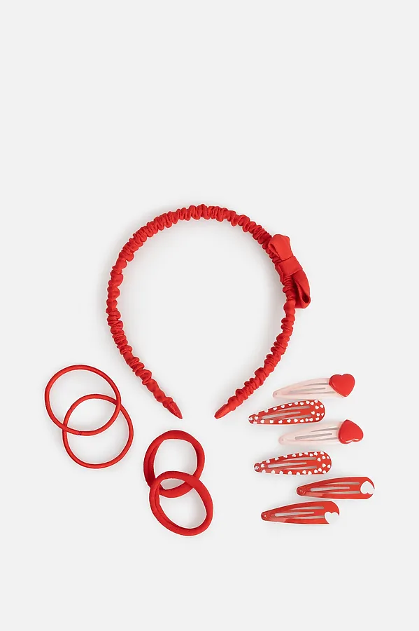 Набор из 1 ободка, 6 заколок и 4 резинок для волос ACOOLA, красный - фото 1