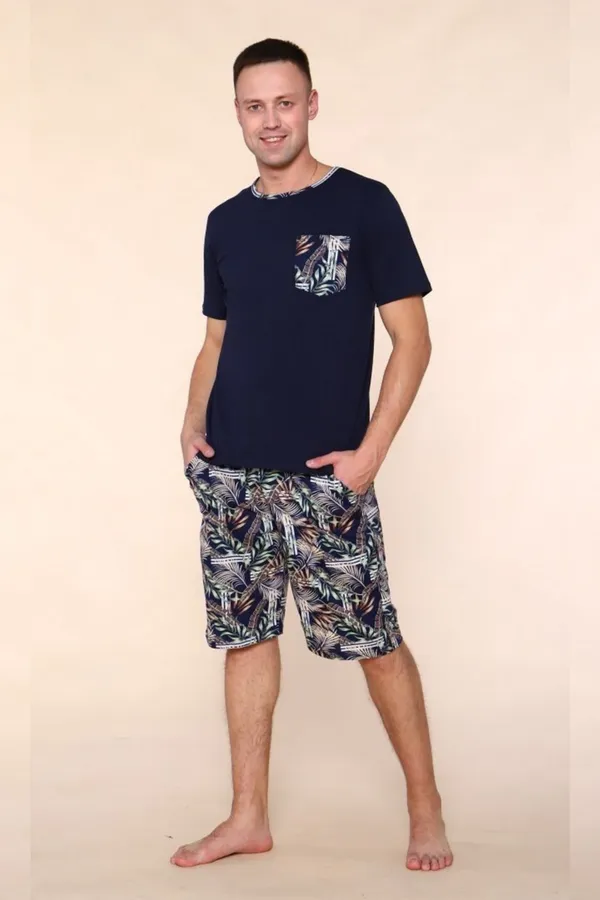Костюм с шортами 806 Папоротник НАТАЛИ, темно-синий - фото 1