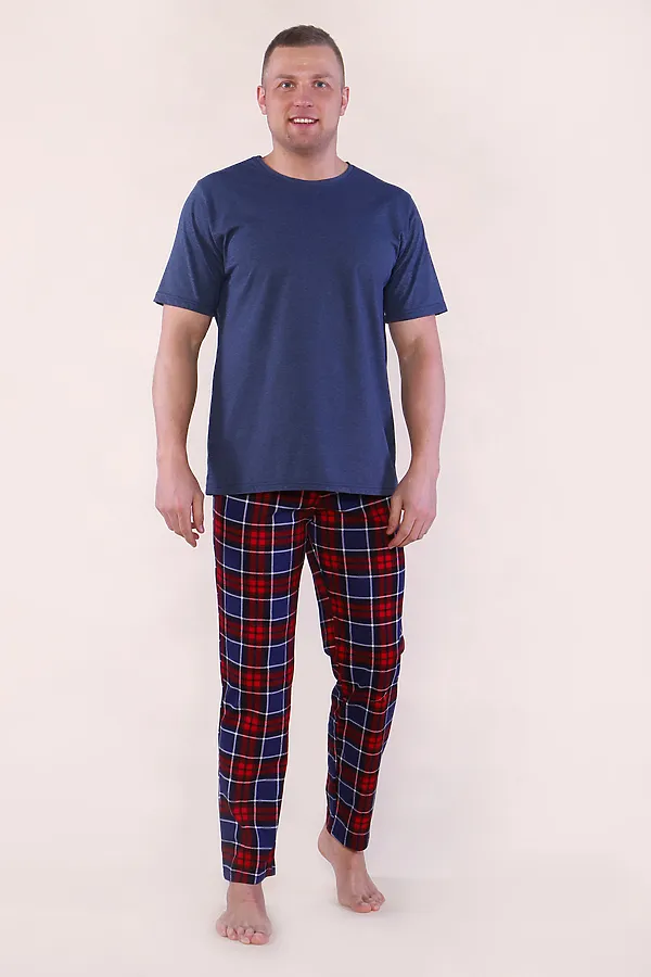 Костюм с брюками домашней одежды 812 НАТАЛИ, синий+красный - фото 1