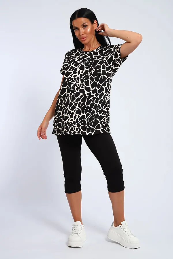 Костюм с бриджами КДЖ НАТАЛИ, бежевый, жираф - фото 1