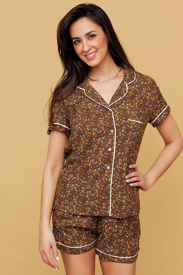 Пижама с шортами 228 НАТАЛИ, коричневый - фото 1