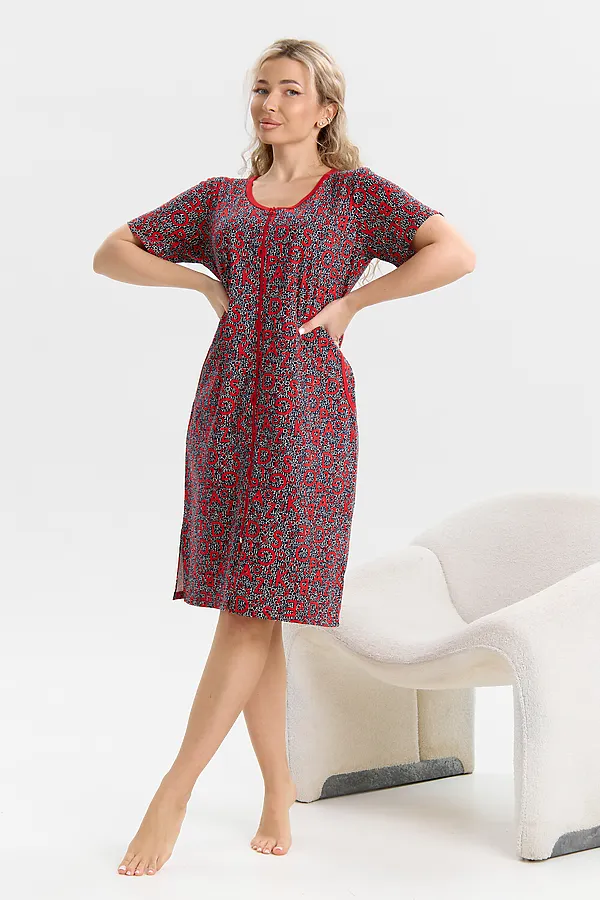 Халат 37000 НАТАЛИ, сине-красный - фото 1