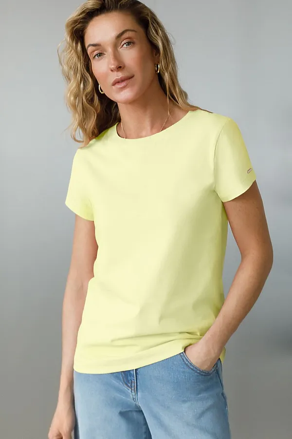 Базовая футболка полуприлегающая из премиального хлопка с эластаном VILATTE, лимонный - фото 1