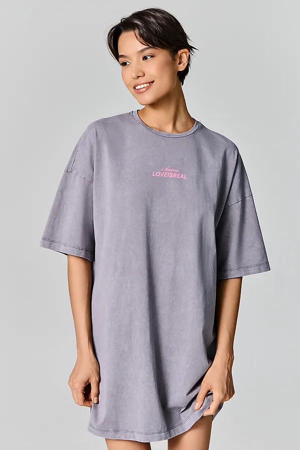 Туника женская MARK FORMELLE, acid wash серый +печать - фото 1