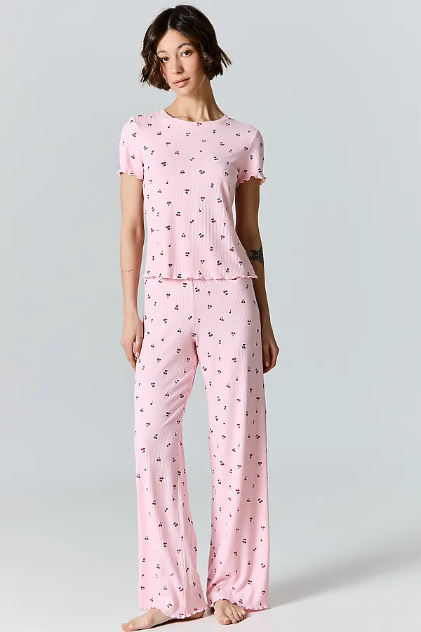 Комплект женский (джемпер, брюки) MARK FORMELLE, вишня на розовом - фото 1