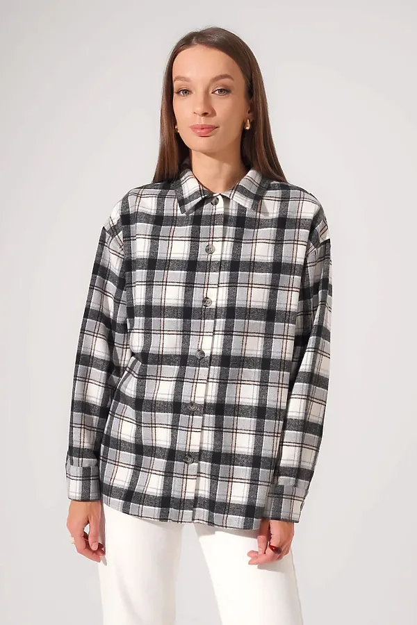 Рубашка CLEVER, т.серый/молочный - фото 1