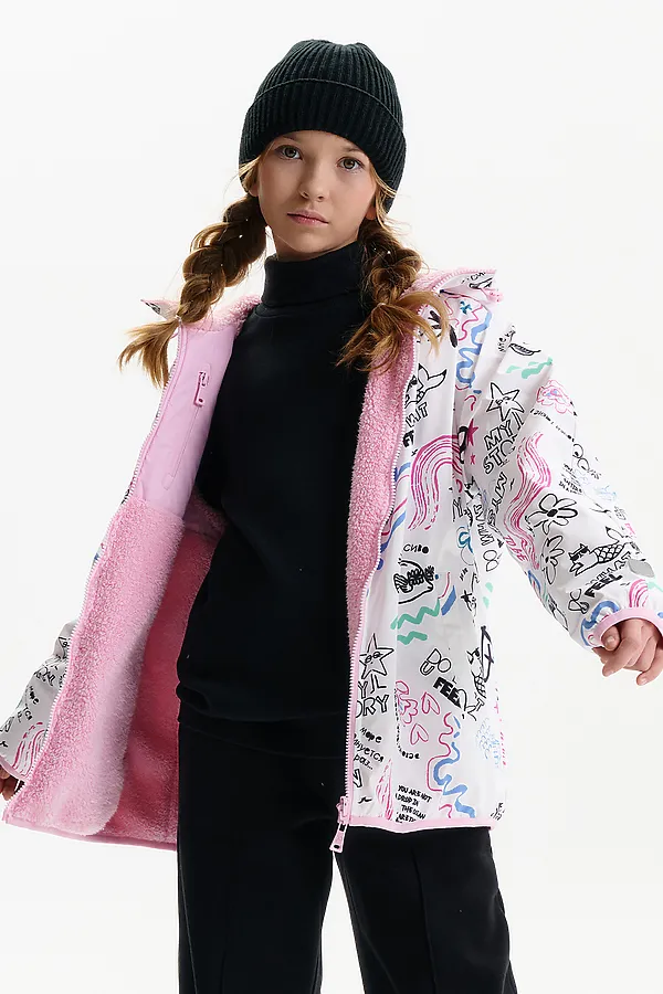 Двусторонняя ветровка для девочек PELICAN, розовый - фото 1