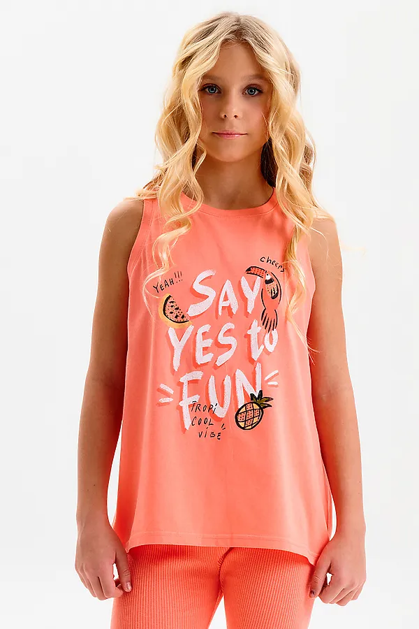 Майка для девочек PELICAN, персиковый - фото 1