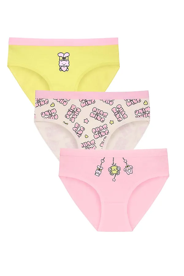 Набор трусов для девочек PELICAN, светло-молочный/розовый/яблочный - фото 1