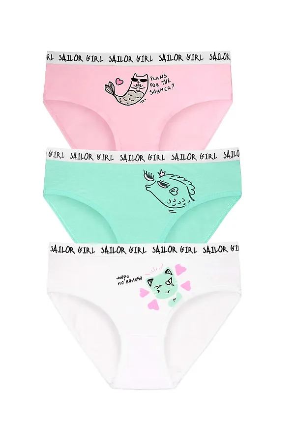 Набор трусов для девочек PELICAN, светло-розовый/ментол/белый - фото 1