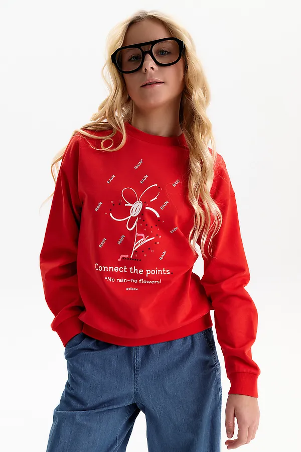 Толстовка для девочек PELICAN, красный - фото 1
