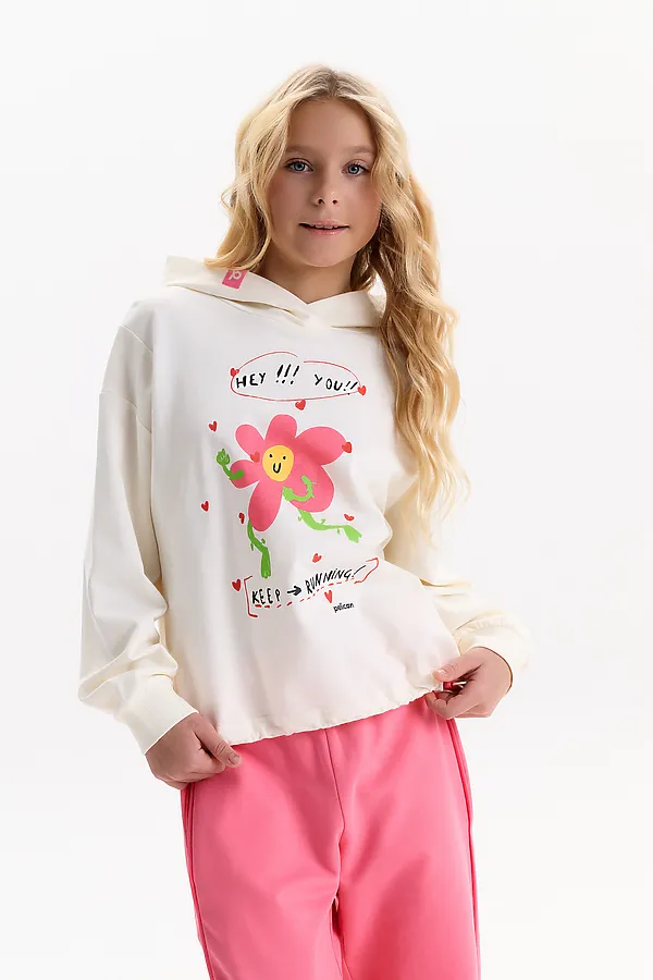 Толстовка для девочек PELICAN, молочный - фото 1