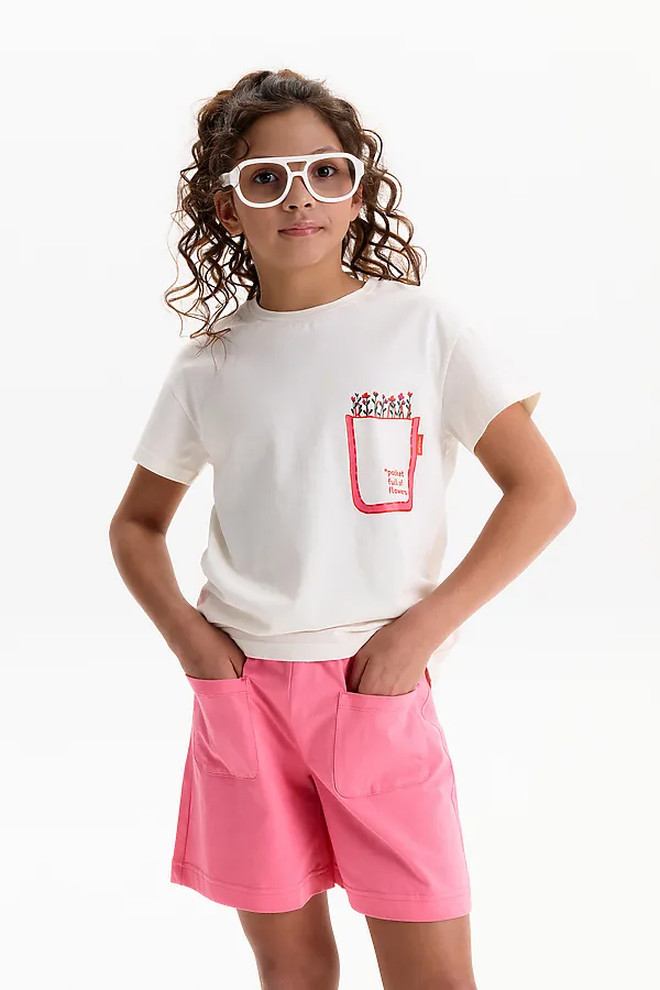 Футболка для девочек PELICAN, молочный - фото 1