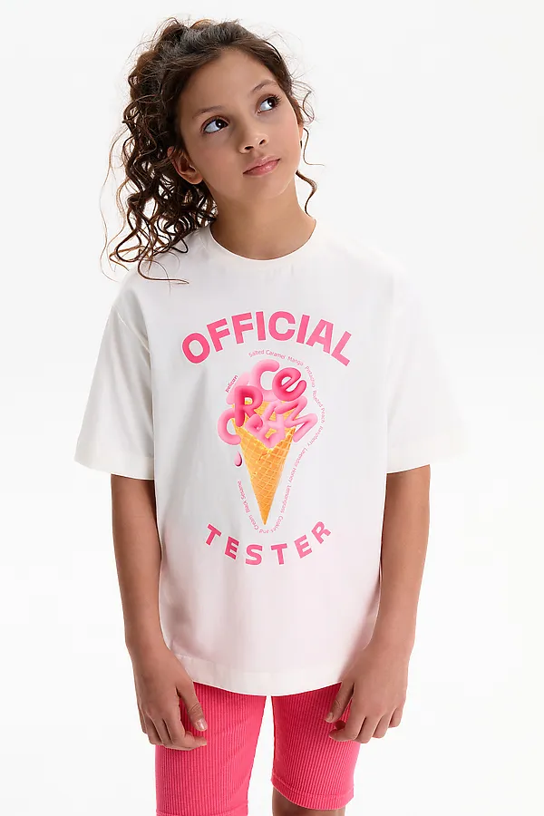 Футболка для девочек PELICAN, молочный - фото 1