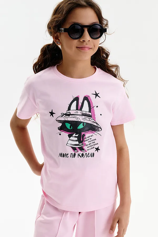 Футболка для девочек PELICAN, светло-розовый - фото 1