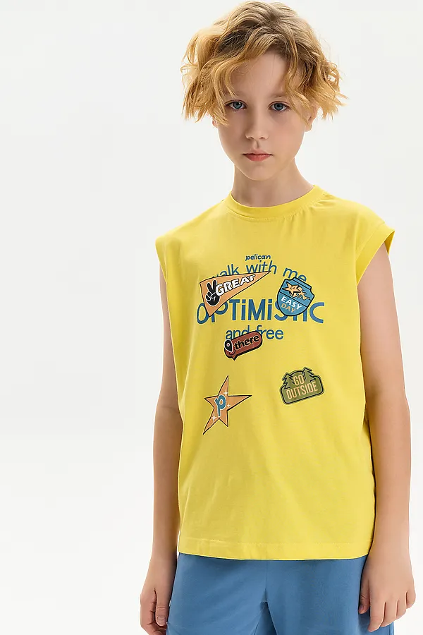 Майка для мальчиков PELICAN, желтый - фото 1