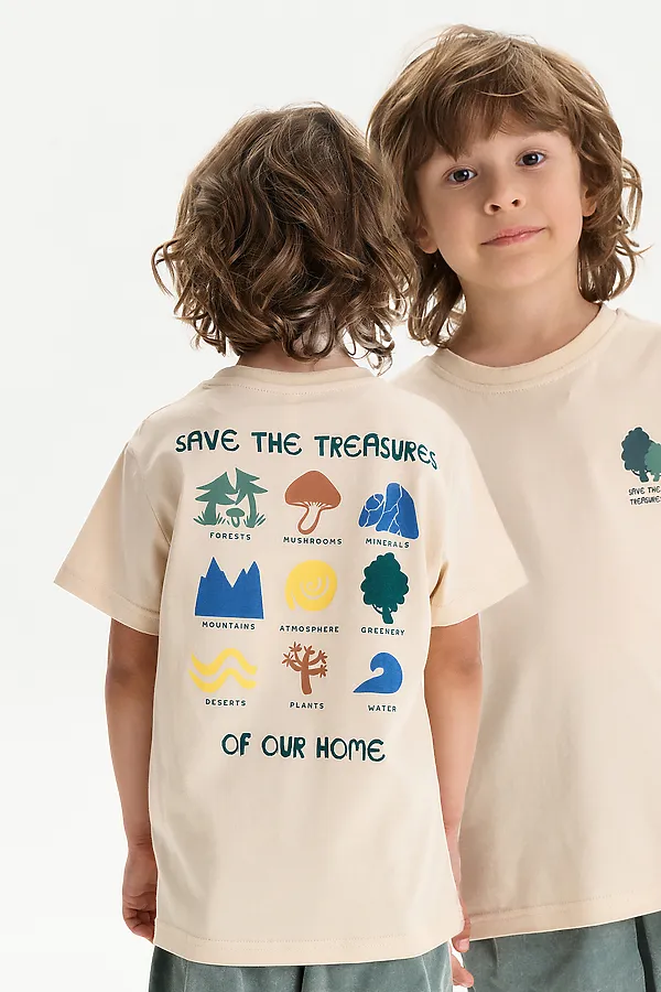 Футболка для мальчиков PELICAN, кремовый - фото 1