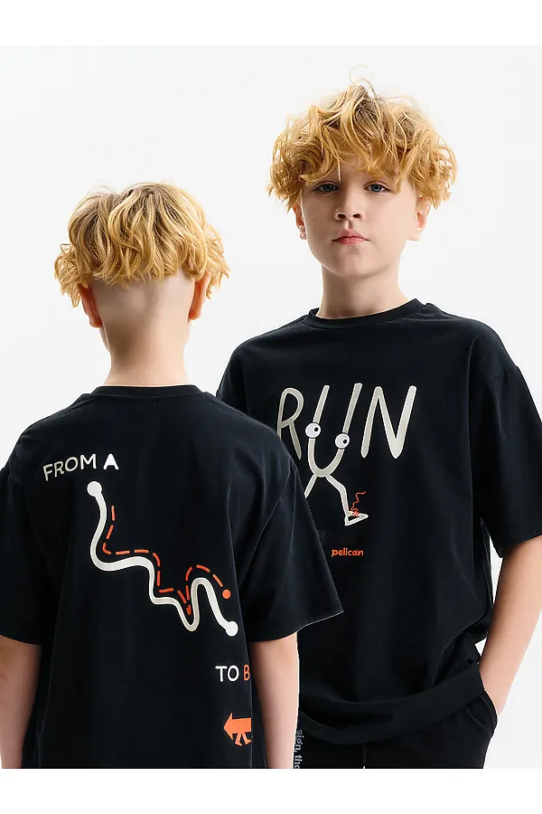 Футболка для мальчиков PELICAN, черный - фото 1