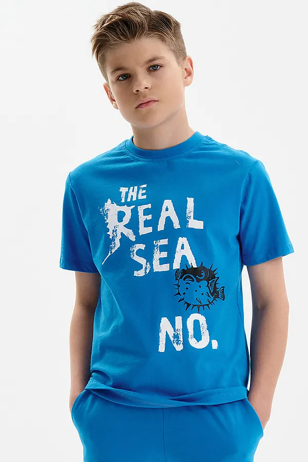 Футболка для мальчиков PELICAN, лазурный - фото 1