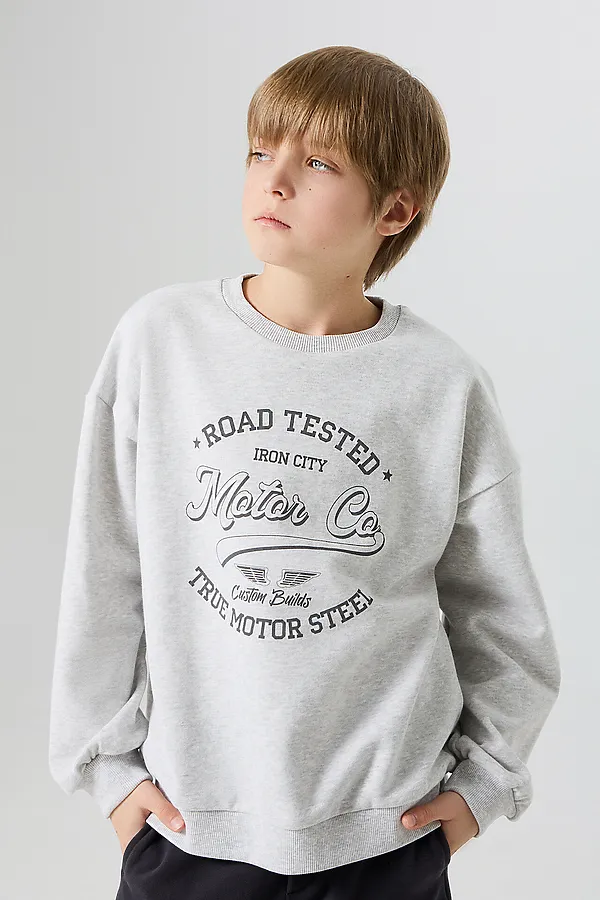Свитшот для мальчиков MARK FORMELLE, серый меланж 4306-а +печать2 - фото 1