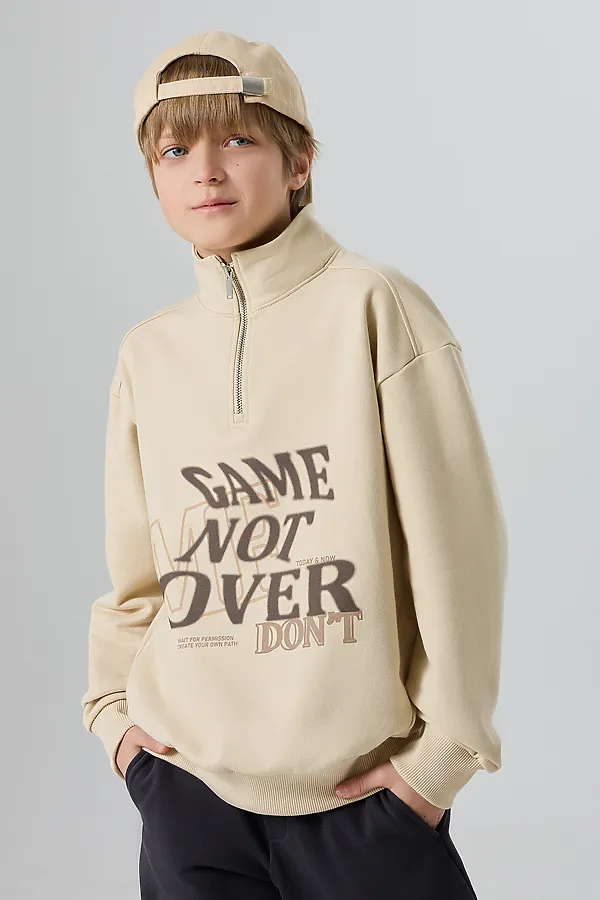 Толстовка для мальчиков MARK FORMELLE, туман +печать - фото 1