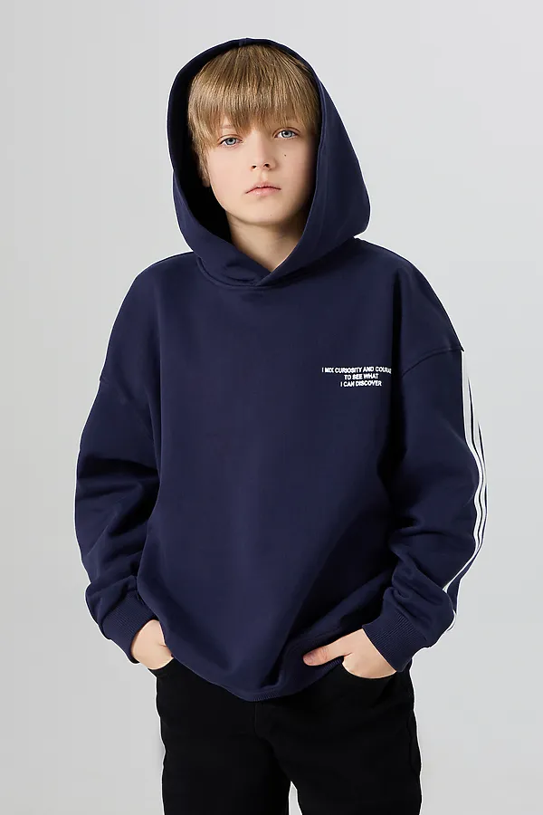 Худи для мальчиков MARK FORMELLE, полуночно -синий +печать - фото 1