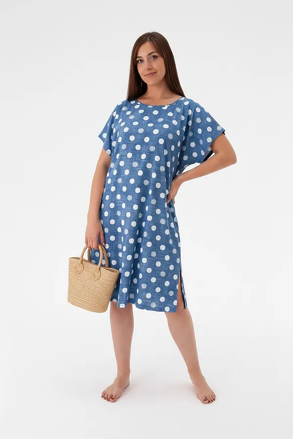 Платье в горох арт. 796 НАТАЛИ, синий-белый - фото 1