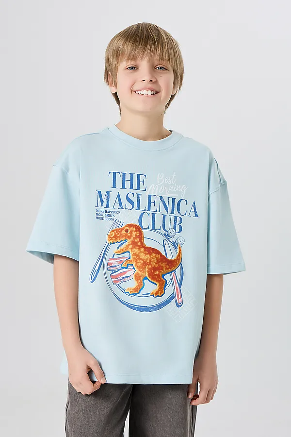 Футболка для мальчиков MARK FORMELLE, небо +печать - фото 1