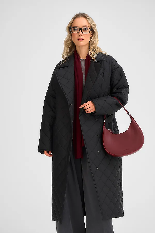 Стеганный утепленный плащ. HOOPS, черный - фото 1