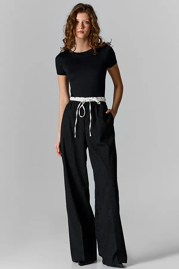 Брюки женские (осенне-зимний ассортимент) MARK FORMELLE, полоска на черном - фото 1