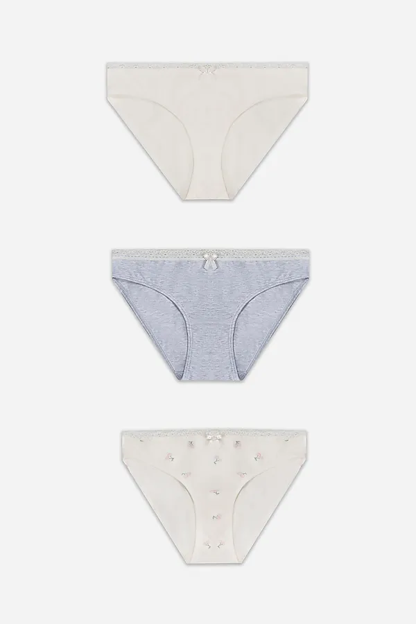 Трусы для девочек (3шт.) MARK FORMELLE, персиковые вишенки на молочном - фото 1