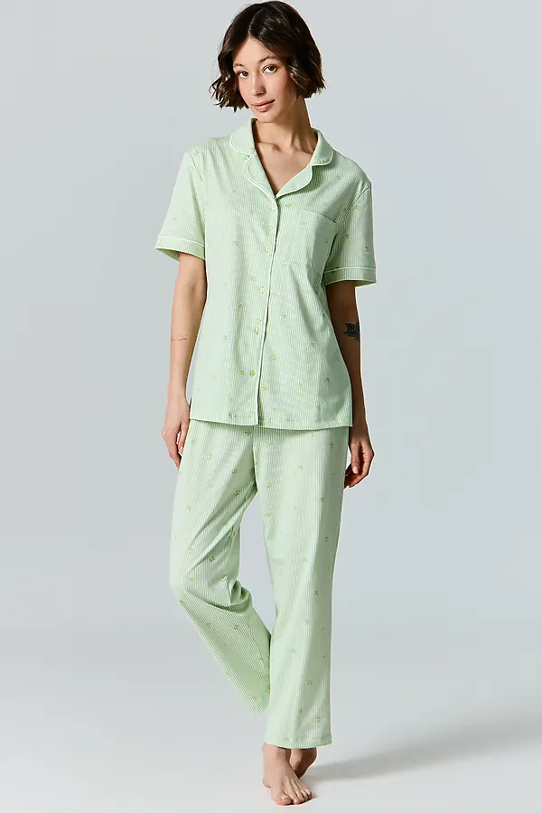 Костюм женский (жакет, бриджи) MARK FORMELLE, цветы на зеленой полоске - фото 1