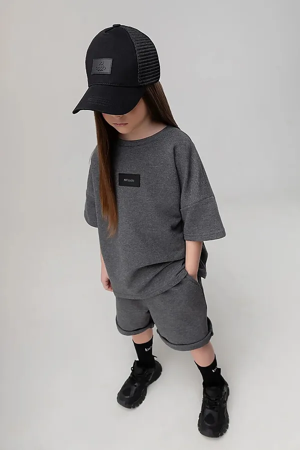 Костюм (Футболка+Шорты) BODO, темно-серый меланж - фото 1