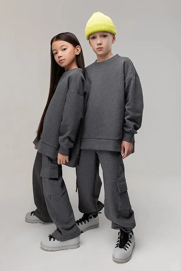 Костюм (Свитшот+Брюки) BODO, темно-серый меланж - фото 1