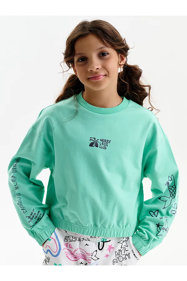 Толстовка для девочек PELICAN, ментол - фото 1