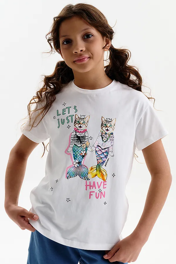 Футболка для девочек PELICAN, молочный - фото 1