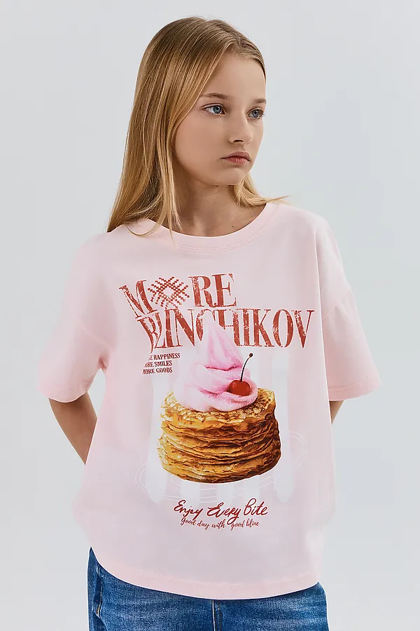 Футболка для девочек MARK FORMELLE, балерина +печать - фото 1