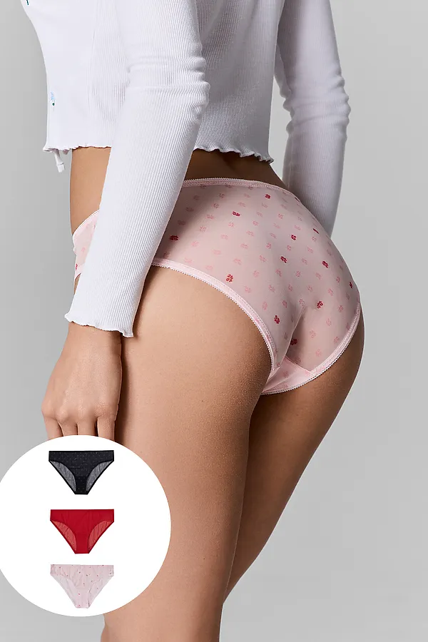 Трусы женские (3шт.) MARK FORMELLE, надписи на розовом - фото 1