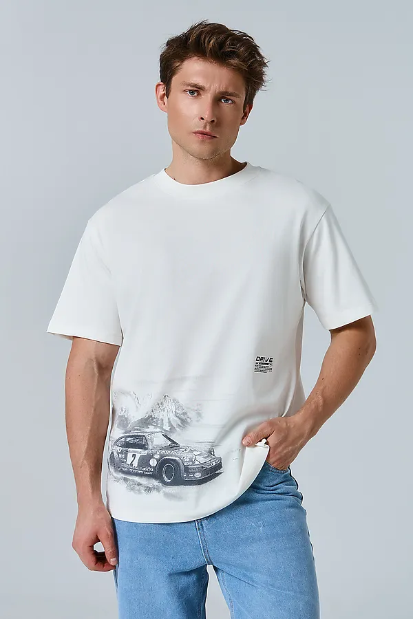 Футболка мужская MARK FORMELLE, св.молочный +печать4 - фото 1