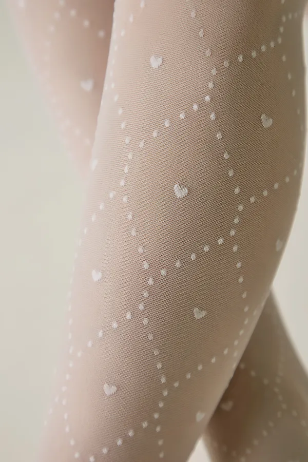 CONTE Колготки в точку с сердечками и усиленным торсом-шортиками ANGELICA CONTE ELEGANT, bianco - фото 1