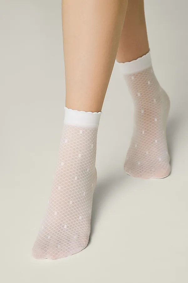 CONTE Тонкие носки в горошек на сетке MONA CONTE ELEGANT, bianco - фото 1