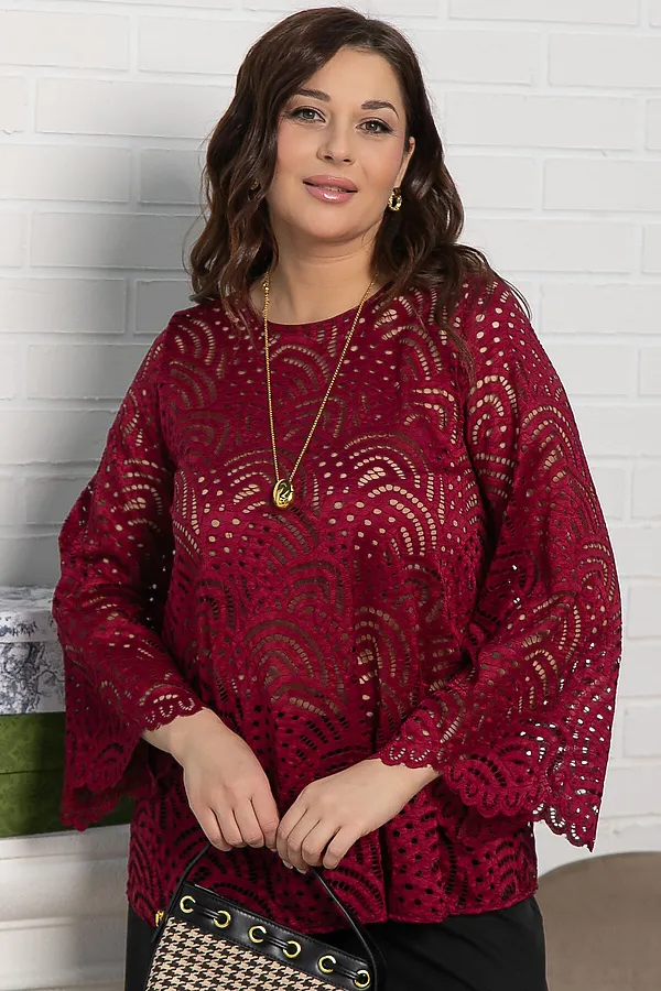 Блуза Лунная ночь LADY TAIGA, бордовая - фото 1