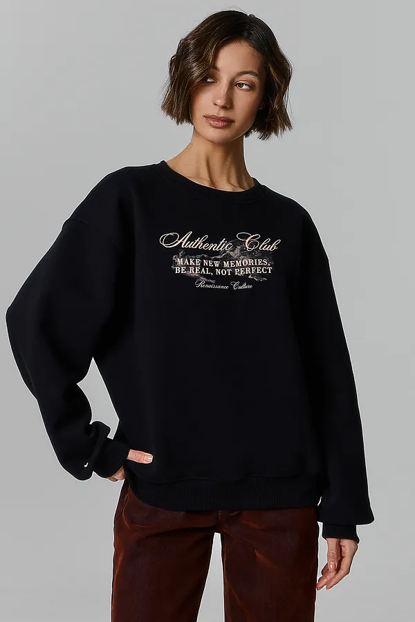 Свитшот женский MARK FORMELLE, черный +печать2 - фото 1
