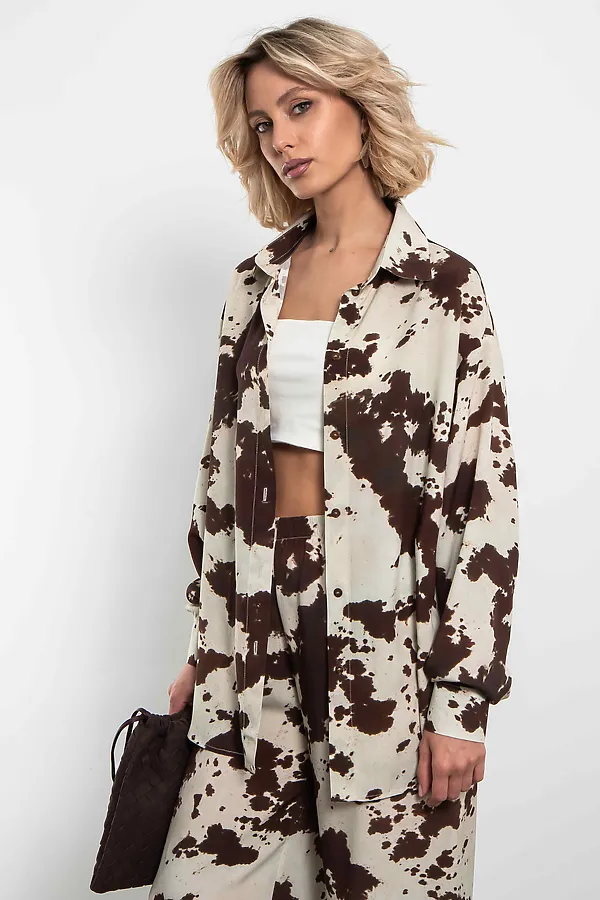 Рубашка KOSMOS, молочный/шоколадный - фото 1