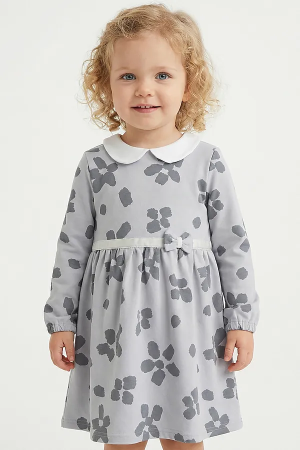 Платье футер 2х нитка начёс YOULALA, серый - фото 1