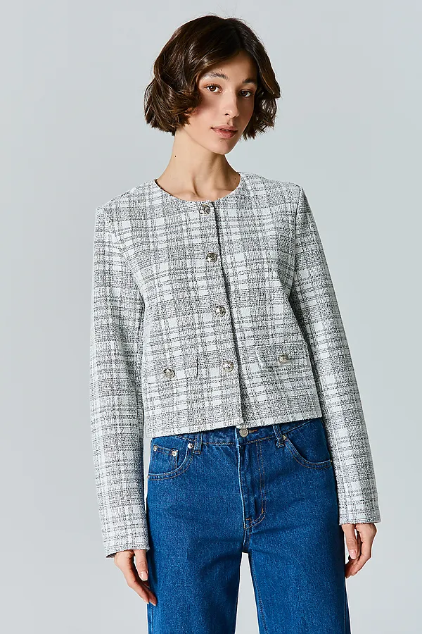 Жакет женский MARK FORMELLE, черно -белая клетка - фото 1