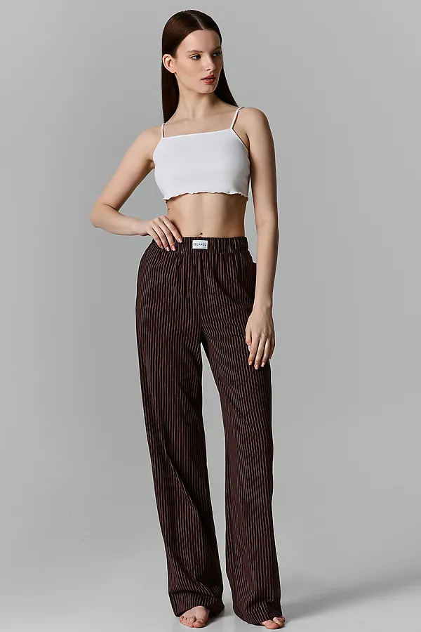 Брюки MARK FORMELLE, полоска на коричневом - фото 1