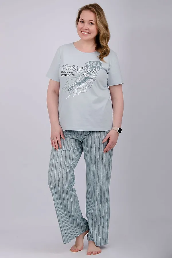Пижама с брюками Джелли 2 НАТАЛИ, эвкалипт - фото 1