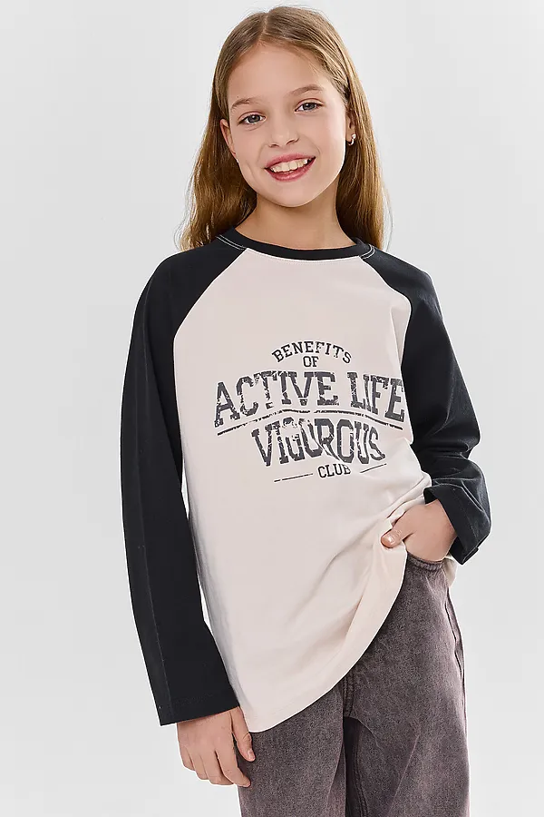 Джемпер для девочек MARK FORMELLE, льняной +печать - фото 1